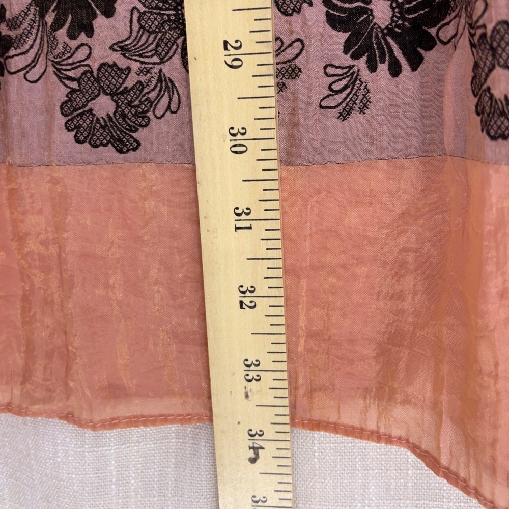Lapis Mauve Pink Floral Smocked Metallic Sheen Maxi Skirt One Size Crinkle Boho - Picture 5 of 8